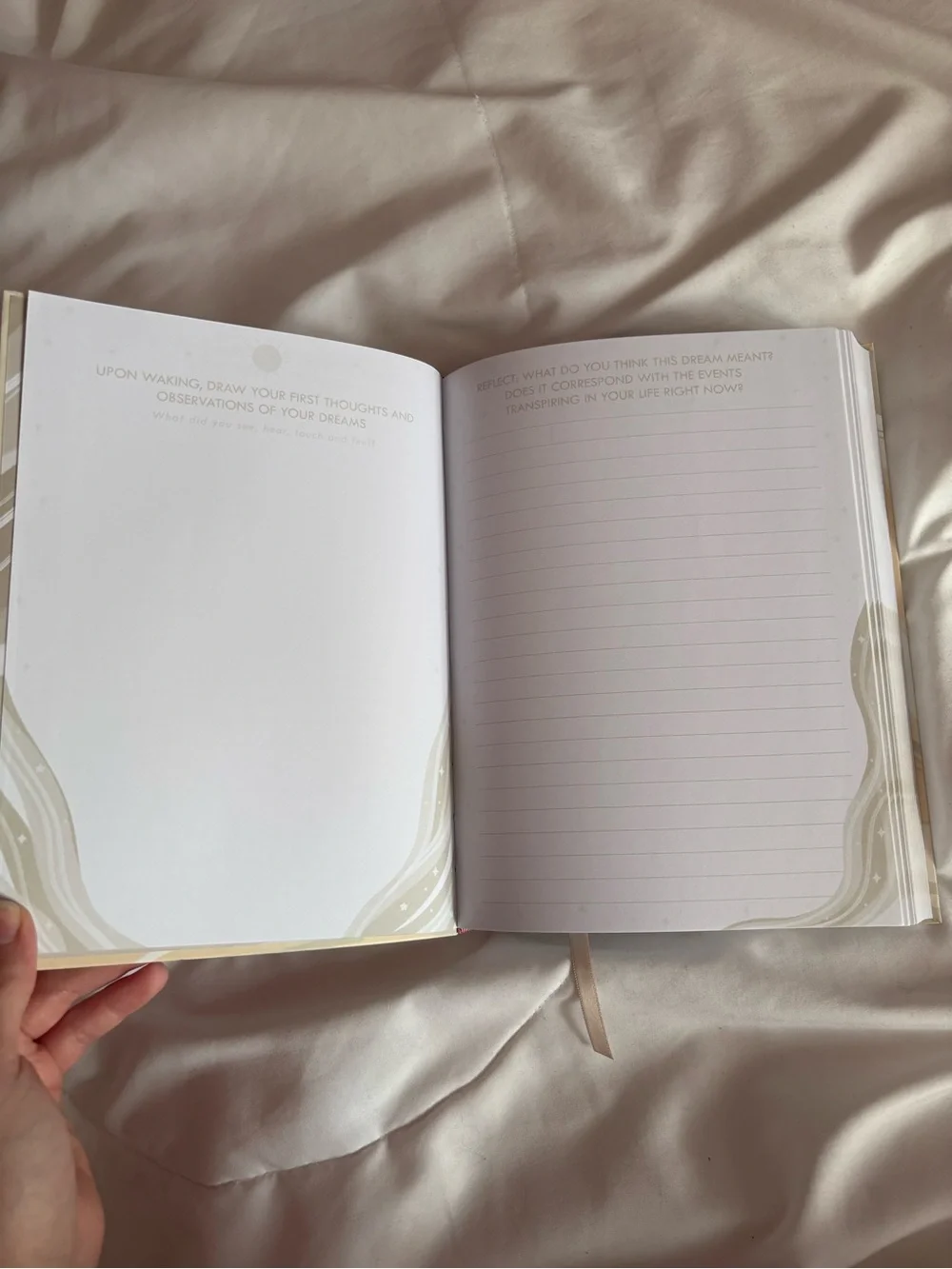 Dream Journal Crescent Moon Hardcover Notebook - Beige & Cream